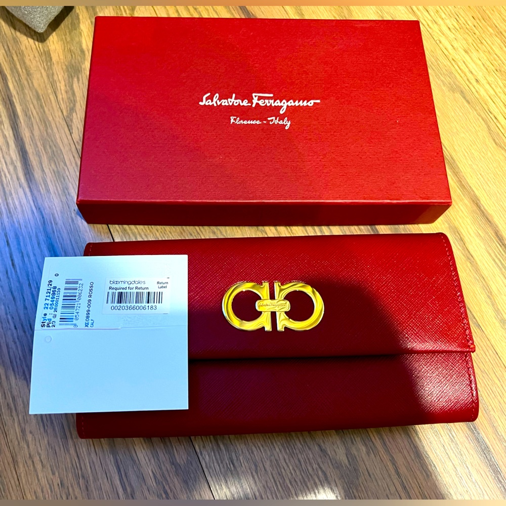 Brand New red pressed leather Ferragamo Wallet